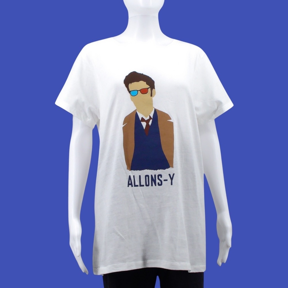 Doctor Who 10th Doctor Allons-y T-Shirt Vector‎ Image Tee Tenth Juniors 2X Titan